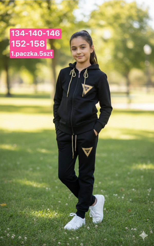 Komplet dziewczęce Roz 128-164, 1 kolor Paczka 7  szt